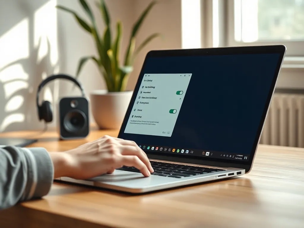 Laptop z otwartymi ustawieniami dźwięku Windows 10, użytkownik próbuje rozwiązać problem braku dźwięku po aktualizacji.