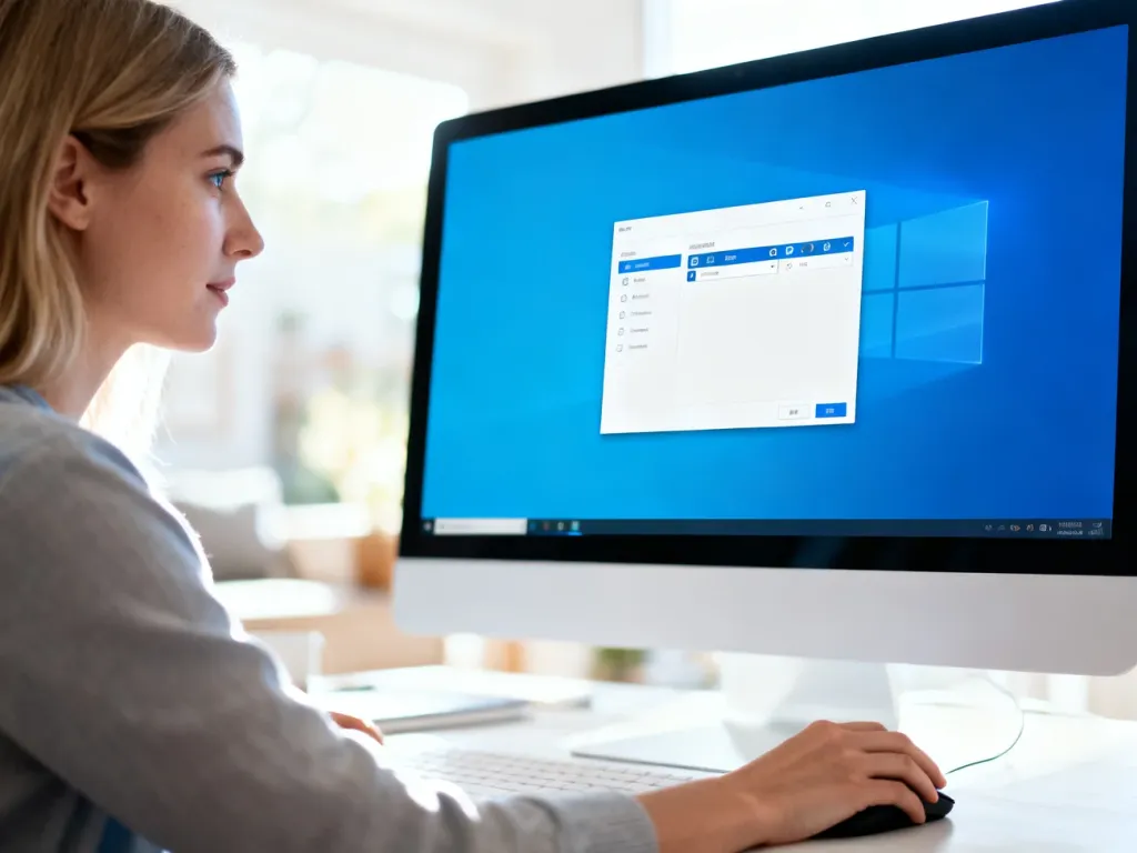 Kobieta zmienia ustawienia paska zadań w systemie Windows 11 na komputerze w przytulnym domowym biurze.