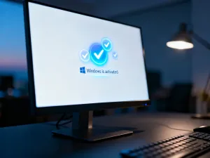 Ikona tarczy na ekranie monitora symbolizująca ustawienia zabezpieczeń i ochrony systemu Windows.