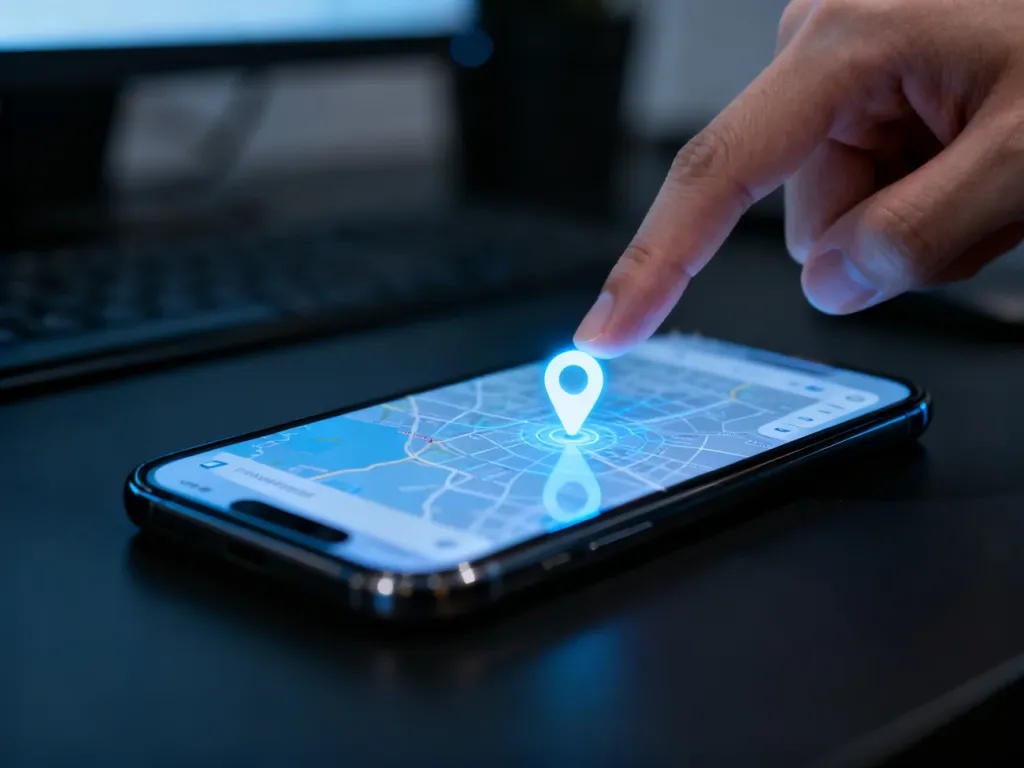 Palec usuwający pinezkę lokalizacji na ekranie smartfona z otwartą aplikacją Mapy Google.