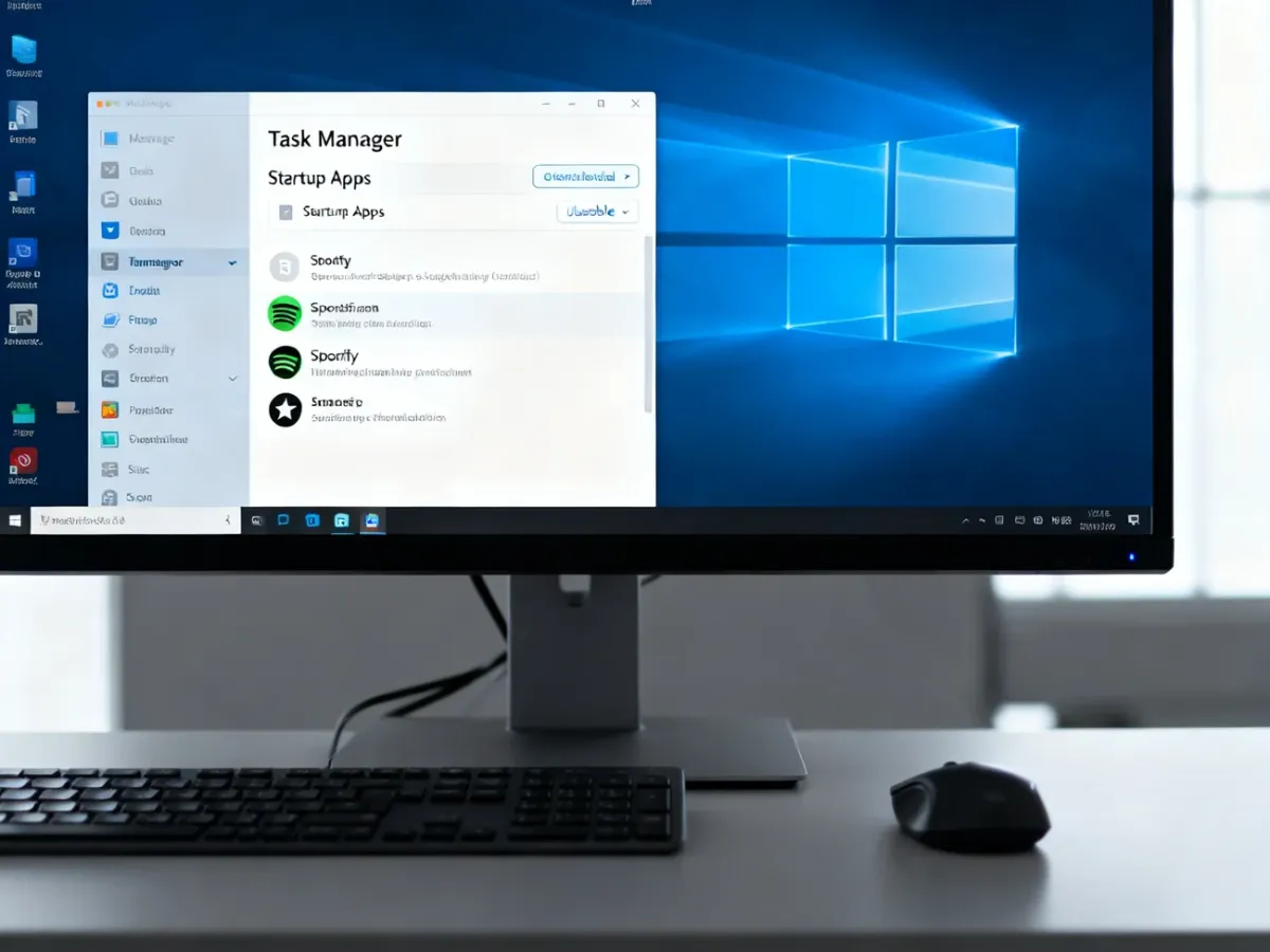 Menedżer zadań Windows z wyłączonym autostartem Spotify
