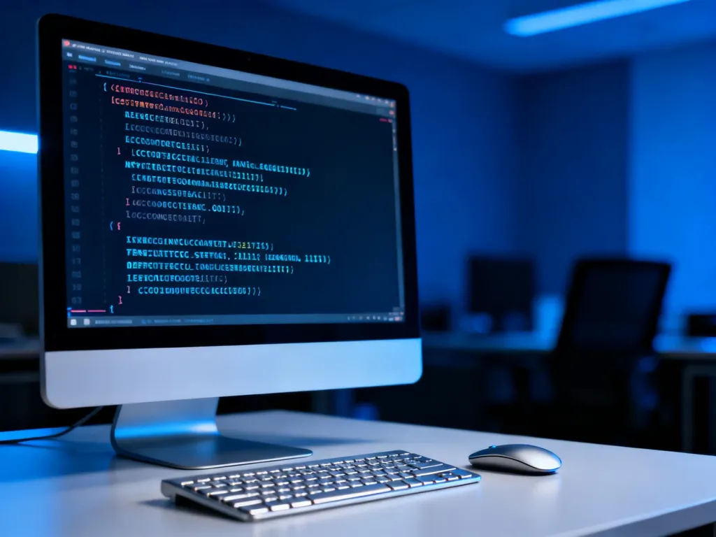 Ekran komputera z wierszem poleceń do zarządzania licencją Windows na nowoczesnym biurku w biurze.