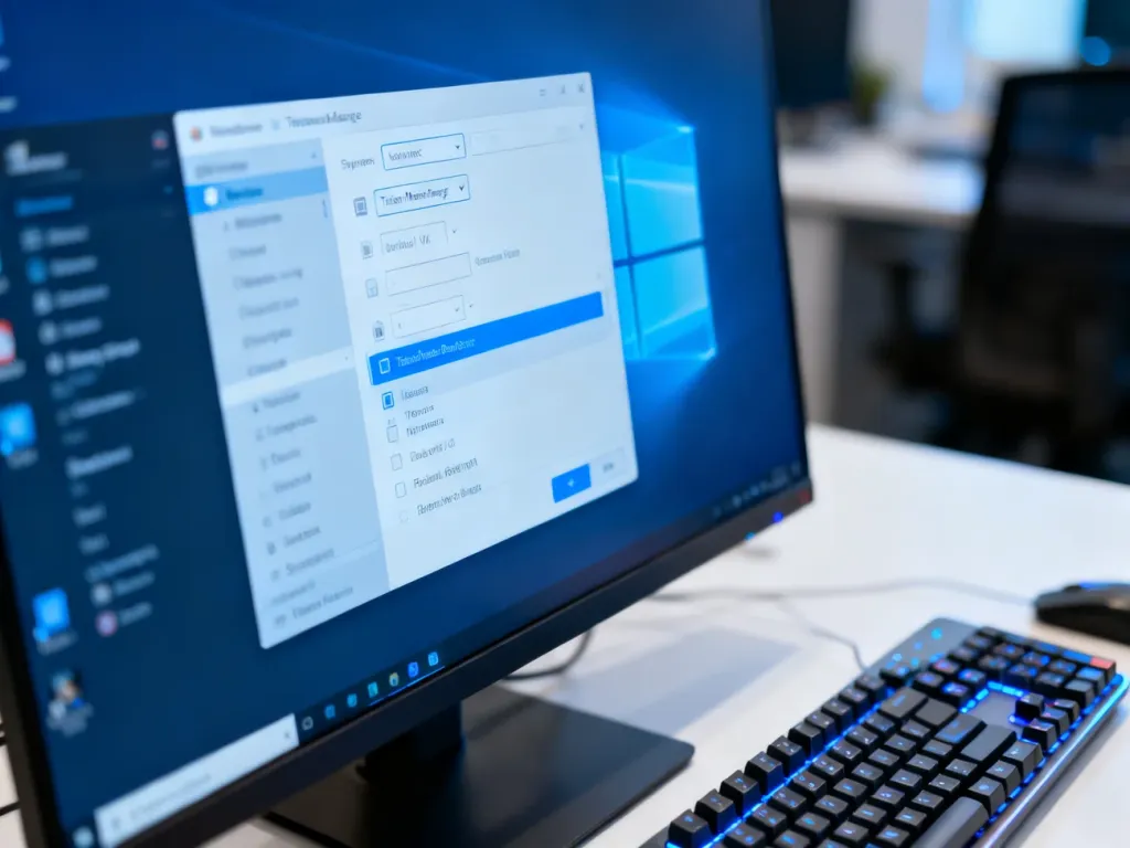 Ekran komputera z otwartym Menedżerem zadań systemu Windows, skupiony na procesach systemowych.